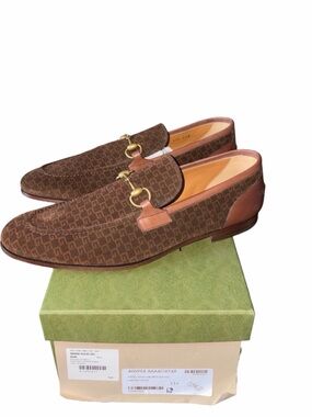 Gucci Brown Monogram Horsebit Loafers size 11.5